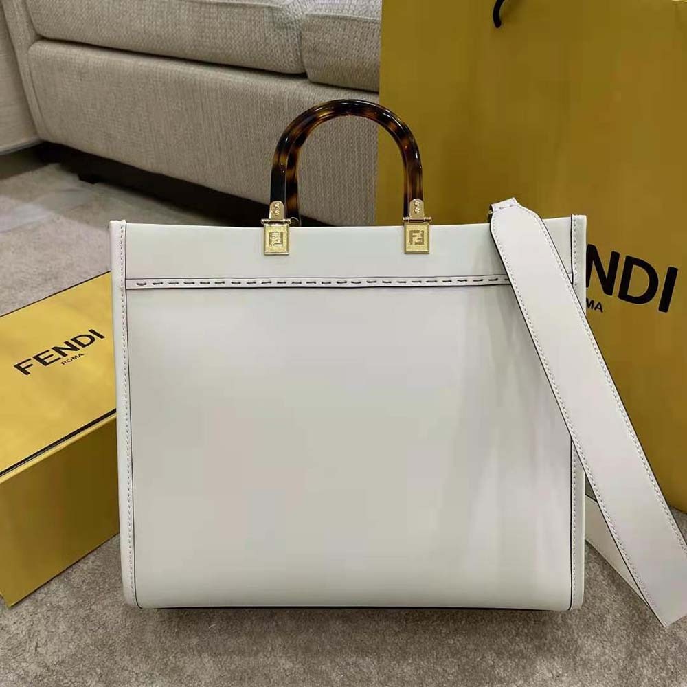 Fd Women Sunshine Medium Leather Shopper-White