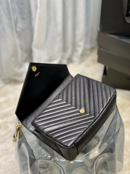 Y College Large Chain Bag Black With Gold Hardware