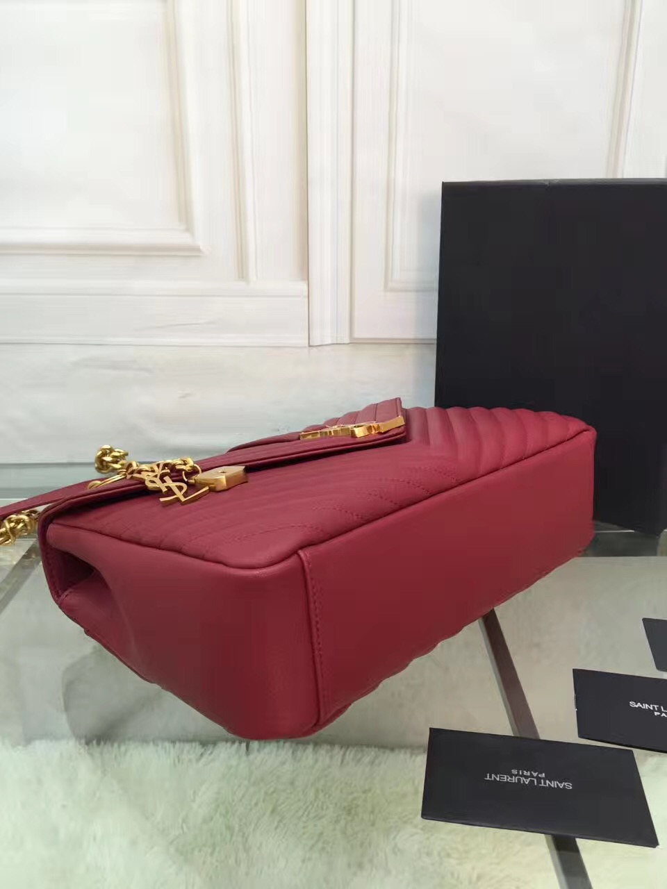 Y College Large Quilted Leather Bag