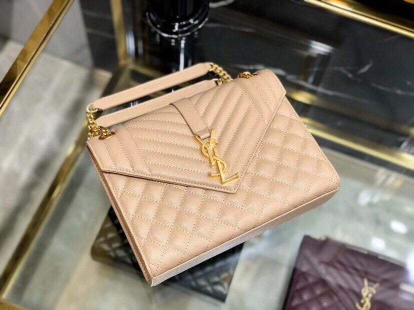 Y ENVELOPE MEDIUM BAG IN MIX MATELASS�� GRAIN DE POUDRE EMBOSSED LEATH