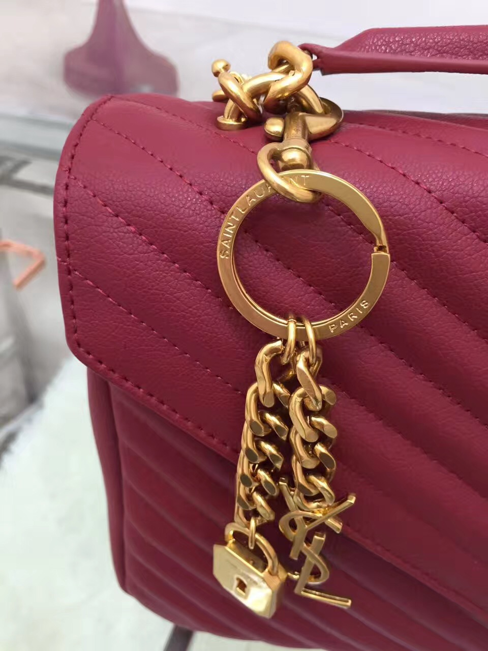 Y College Large Quilted Leather Bag