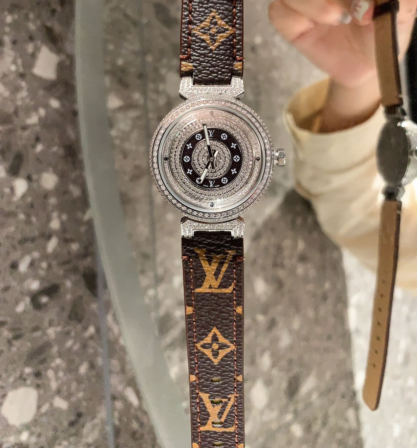 Louis Tambour slim monogran women watch