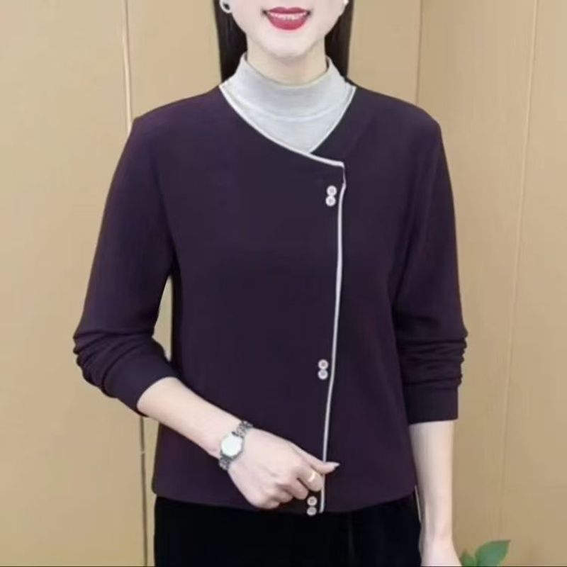 氣質半高領假兩件打底衫