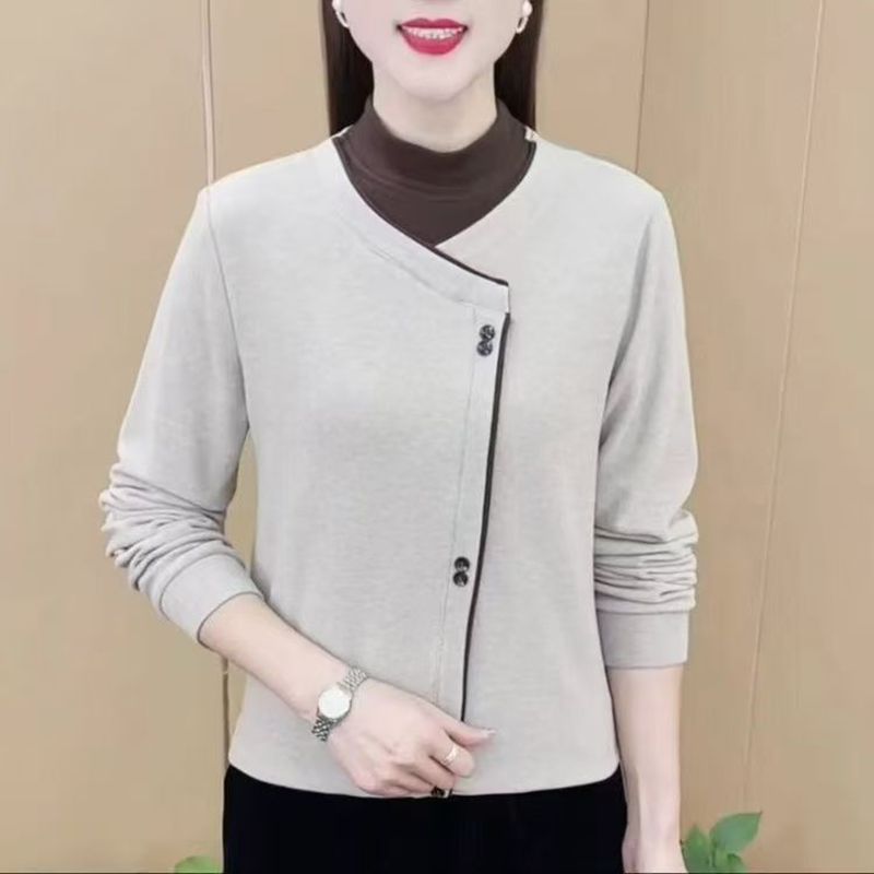氣質半高領假兩件打底衫