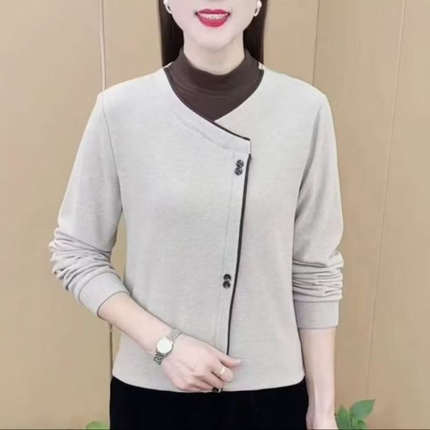 氣質半高領假兩件打底衫