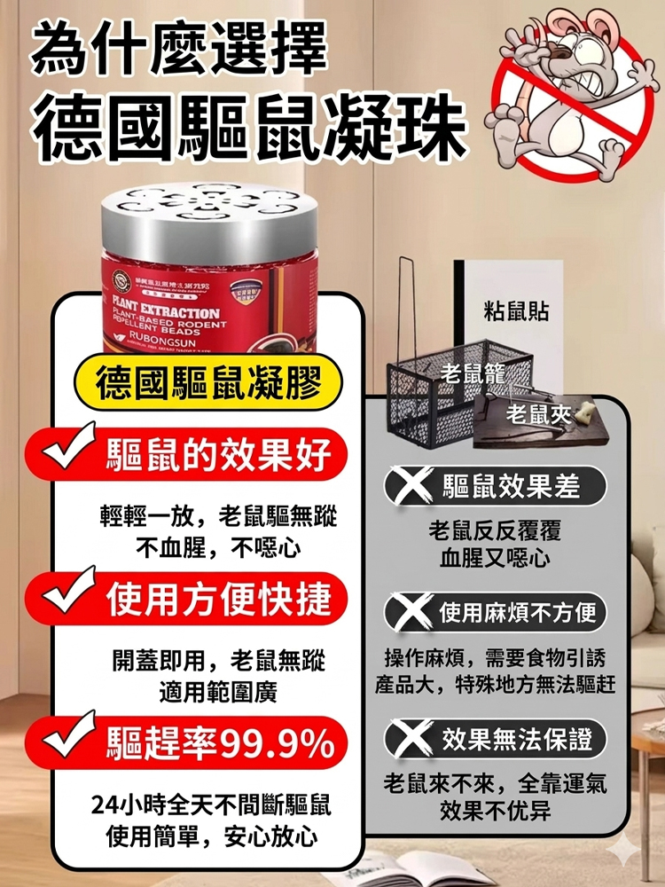 【百米內無老鼠】德國進口強效植物驅鼠凝珠
