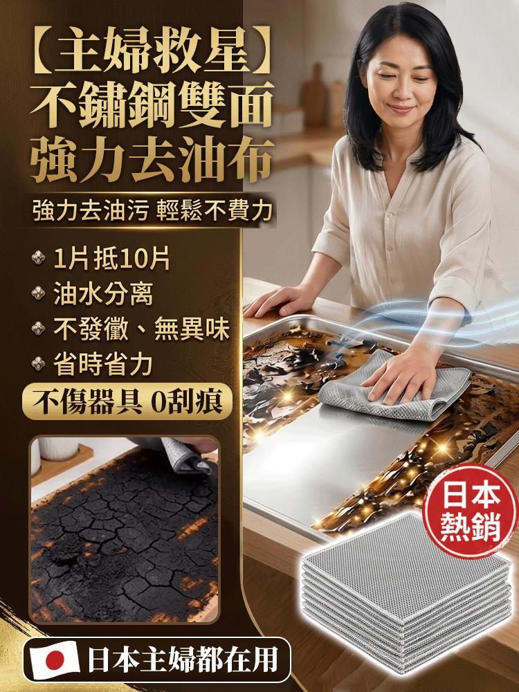 【主婦救星】不銹鋼雙面強力去油布