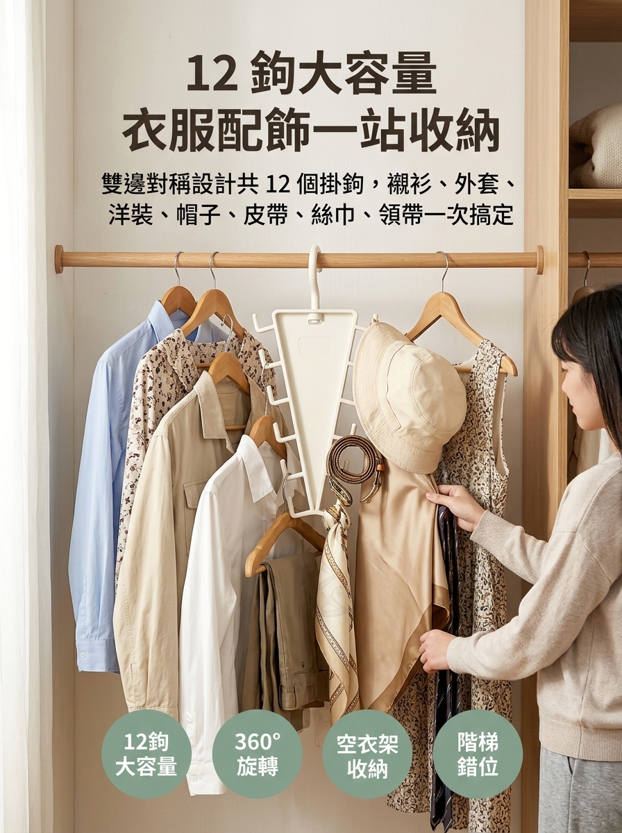 【省50%空間】V型雙邊衣架收納架