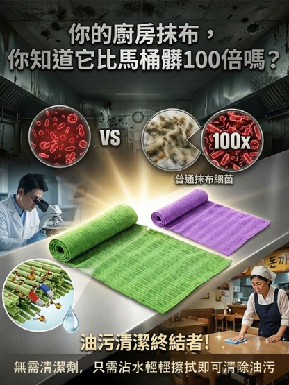 【竹纖維強力抗菌】去油廚用清潔抹布