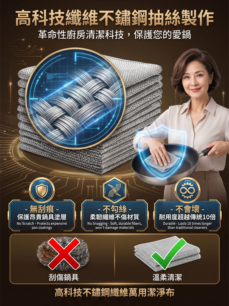 【主婦救星】不銹鋼雙面強力去油布
