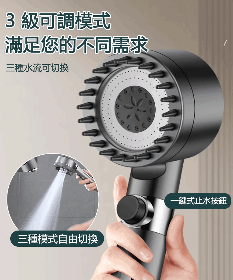 三種模式的淋浴噴頭