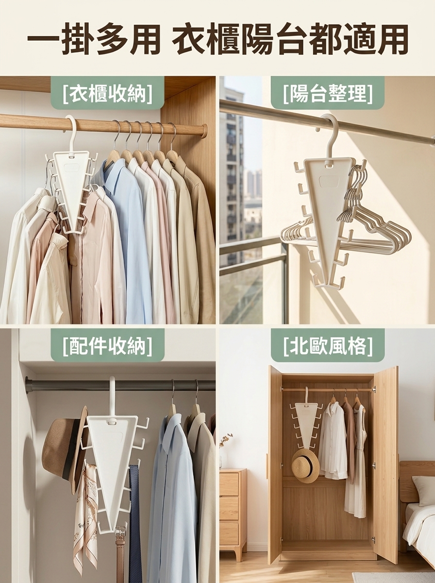 【省50%空間】V型雙邊衣架收納架