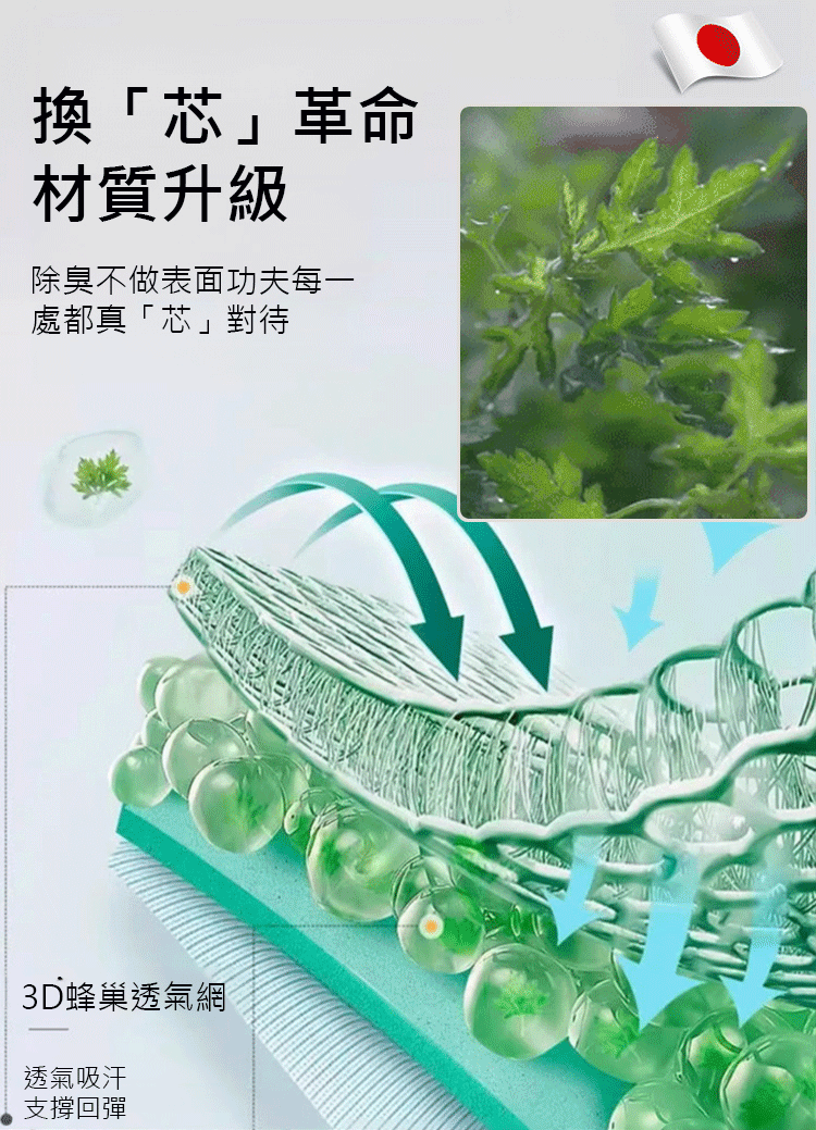 【軟彈除臭】清涼透氣吸汗鞋墊
