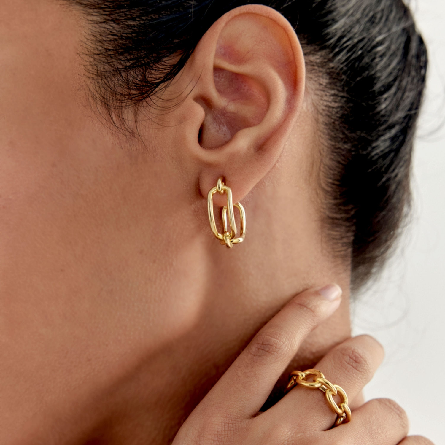 Bold Chain Tube Open Ring (W/Y) 볼드 체인 튜브 오픈 반지