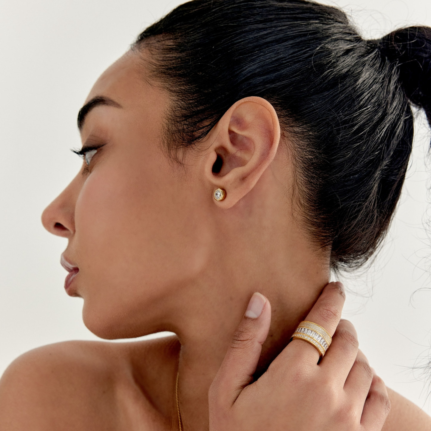 Octagon Stud Earrings (W/Y) 옥타곤 스터드 귀걸이