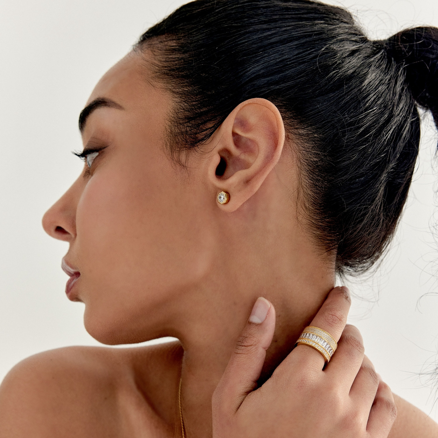 Octagon Stud Earrings (W/Y) 옥타곤 스터드 귀걸이