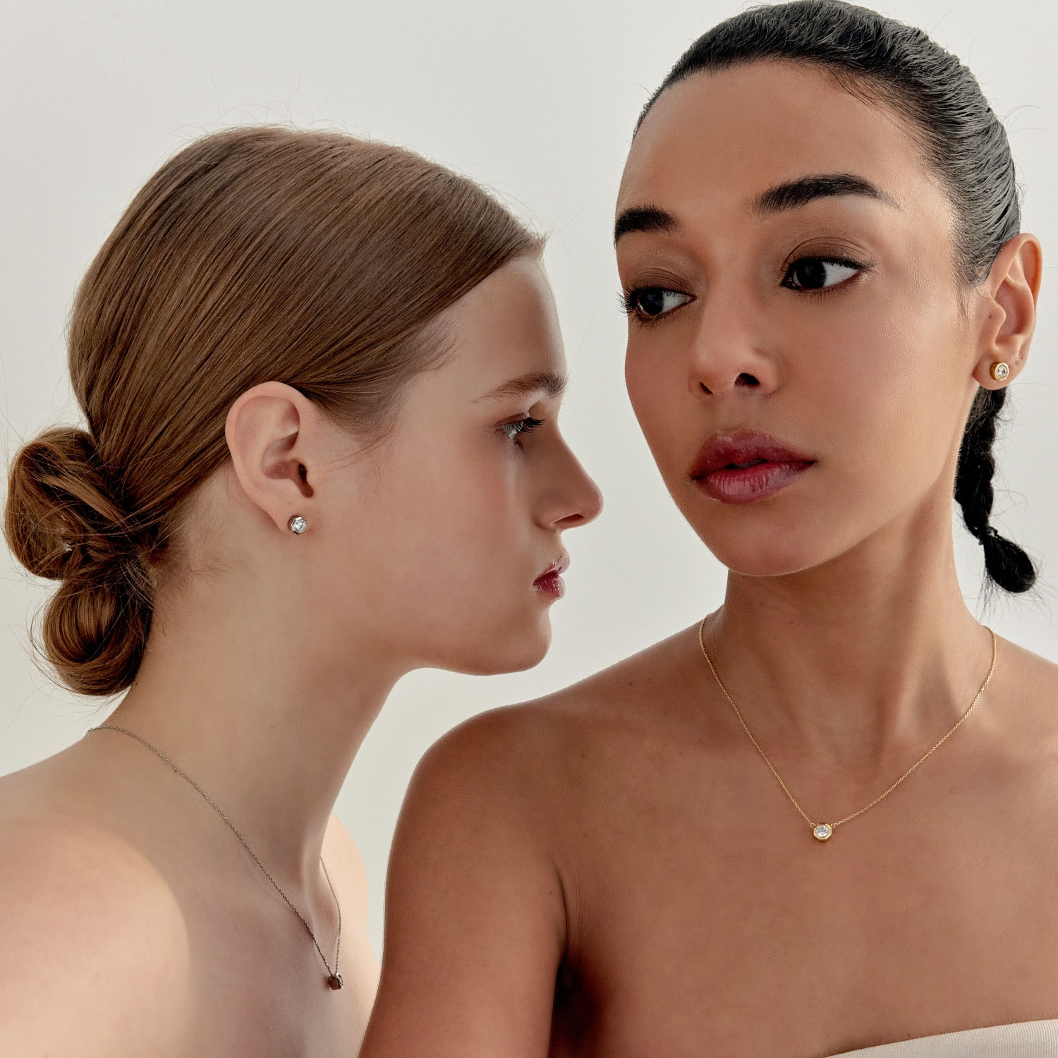 Octagon  Stud Necklace (W/Y) 옥타곤 스터드 목걸이