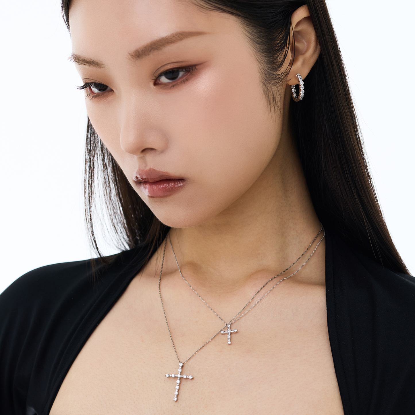 Baguette Corss Necklace (W/Y) 바게트 크로스 목걸이