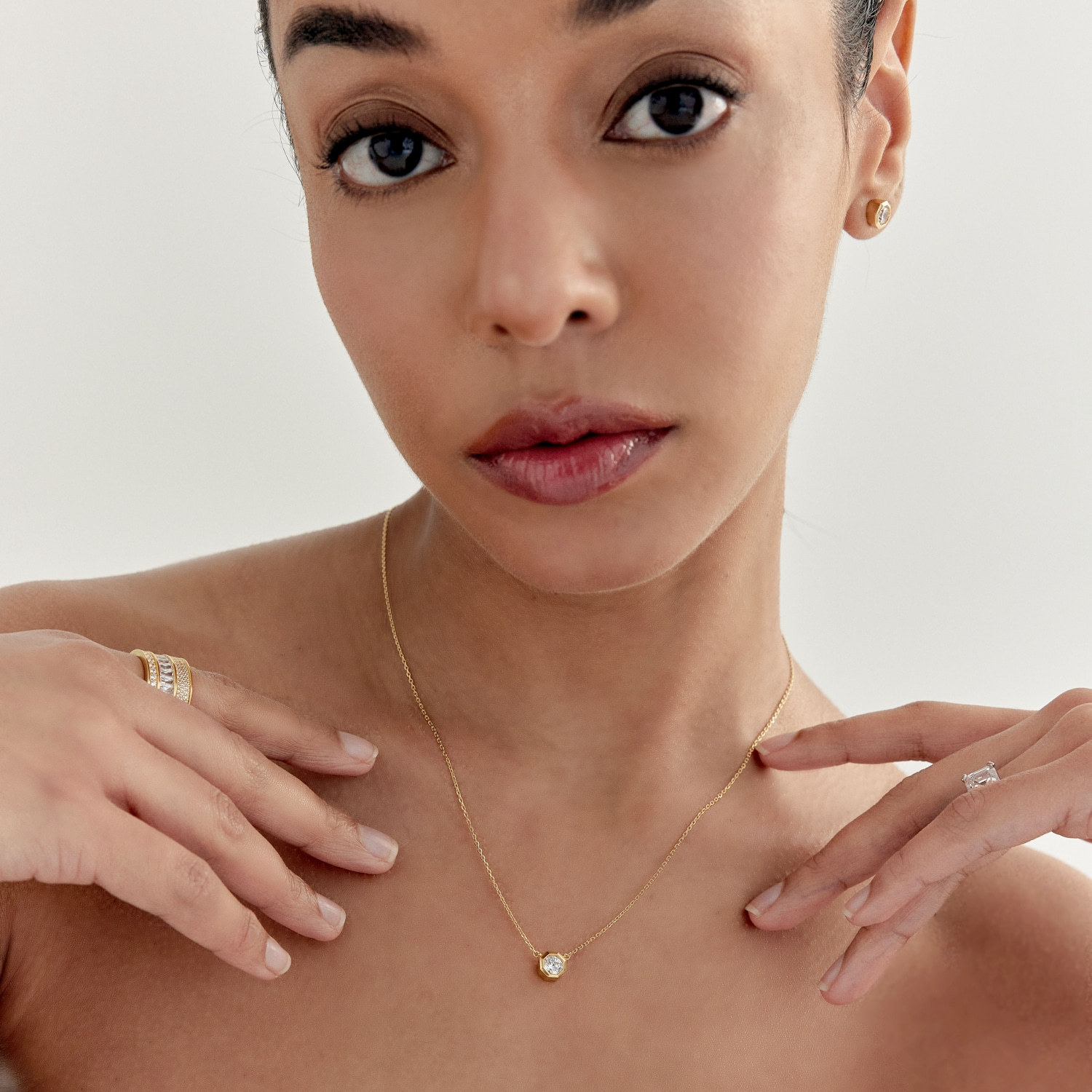 Octagon  Stud Necklace (W/Y) 옥타곤 스터드 목걸이