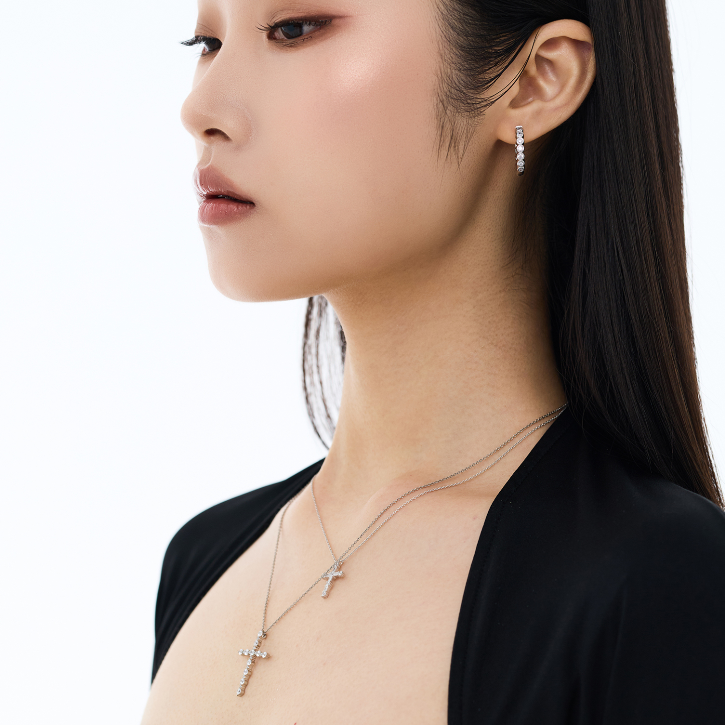 Baguette Corss Necklace (W/Y) 바게트 크로스 목걸이