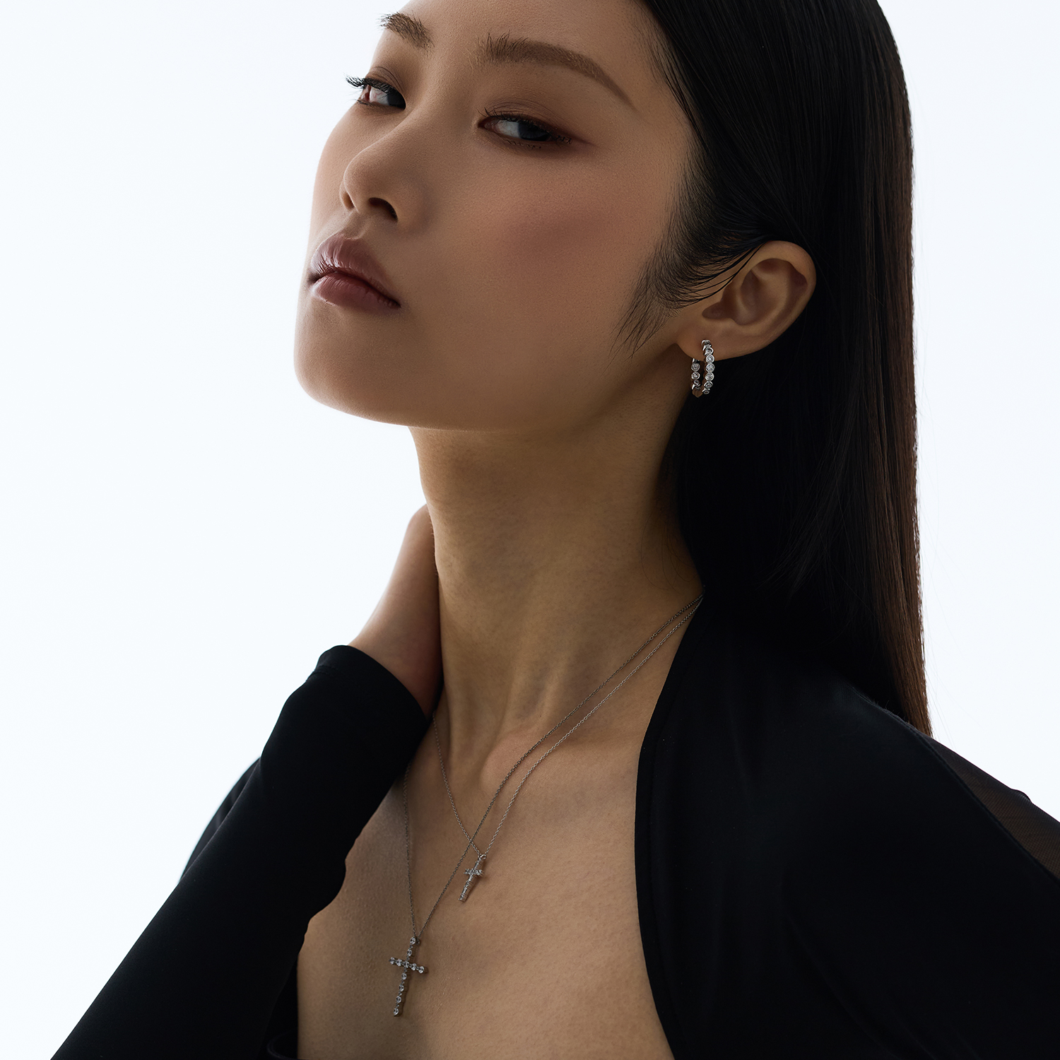 Baguette Corss Necklace (W/Y) 바게트 크로스 목걸이