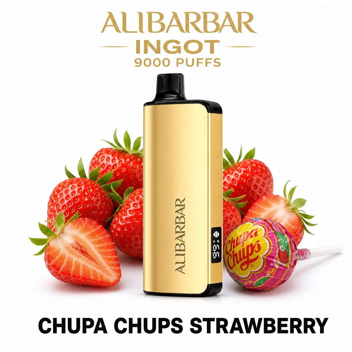 Chupa Chups Strawberry ALIBARBAR Ingot 9000 Puffs