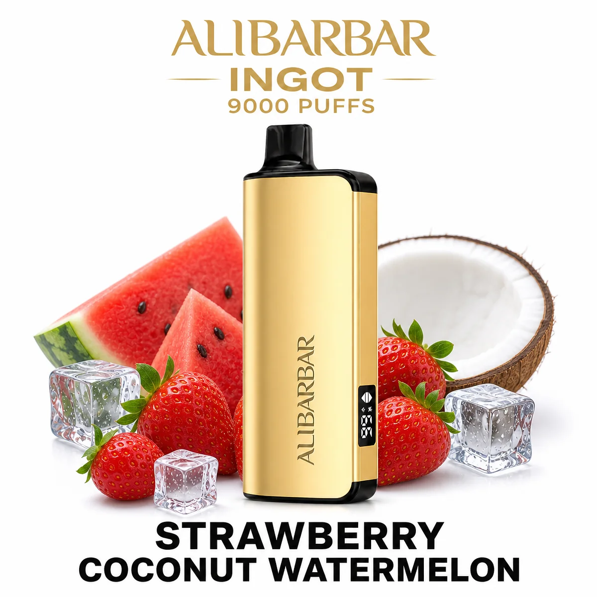 Strawberry Coconut Watermelon ALIBARBAR Ingot 9000 Puffs
