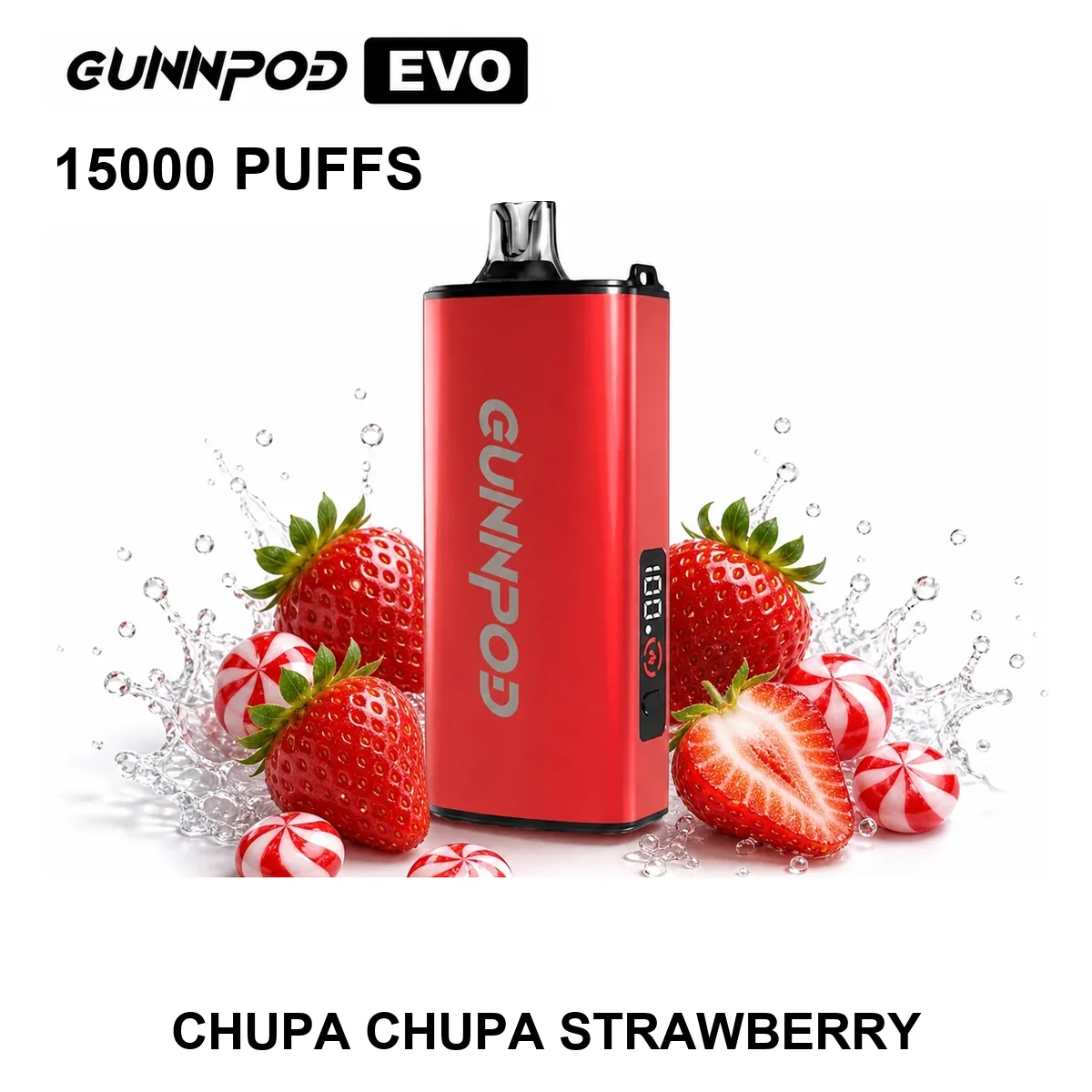 Chupa Chups Strawberry Gunnpod EVO 15000 Puffs
