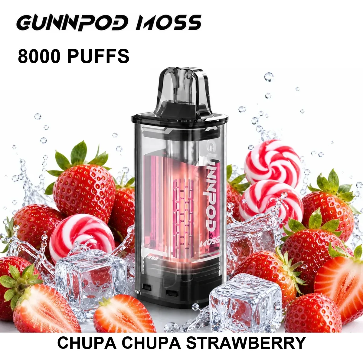 Chupa Chups Strawberry Gunnpod Moss Pod 8000 Puffs
