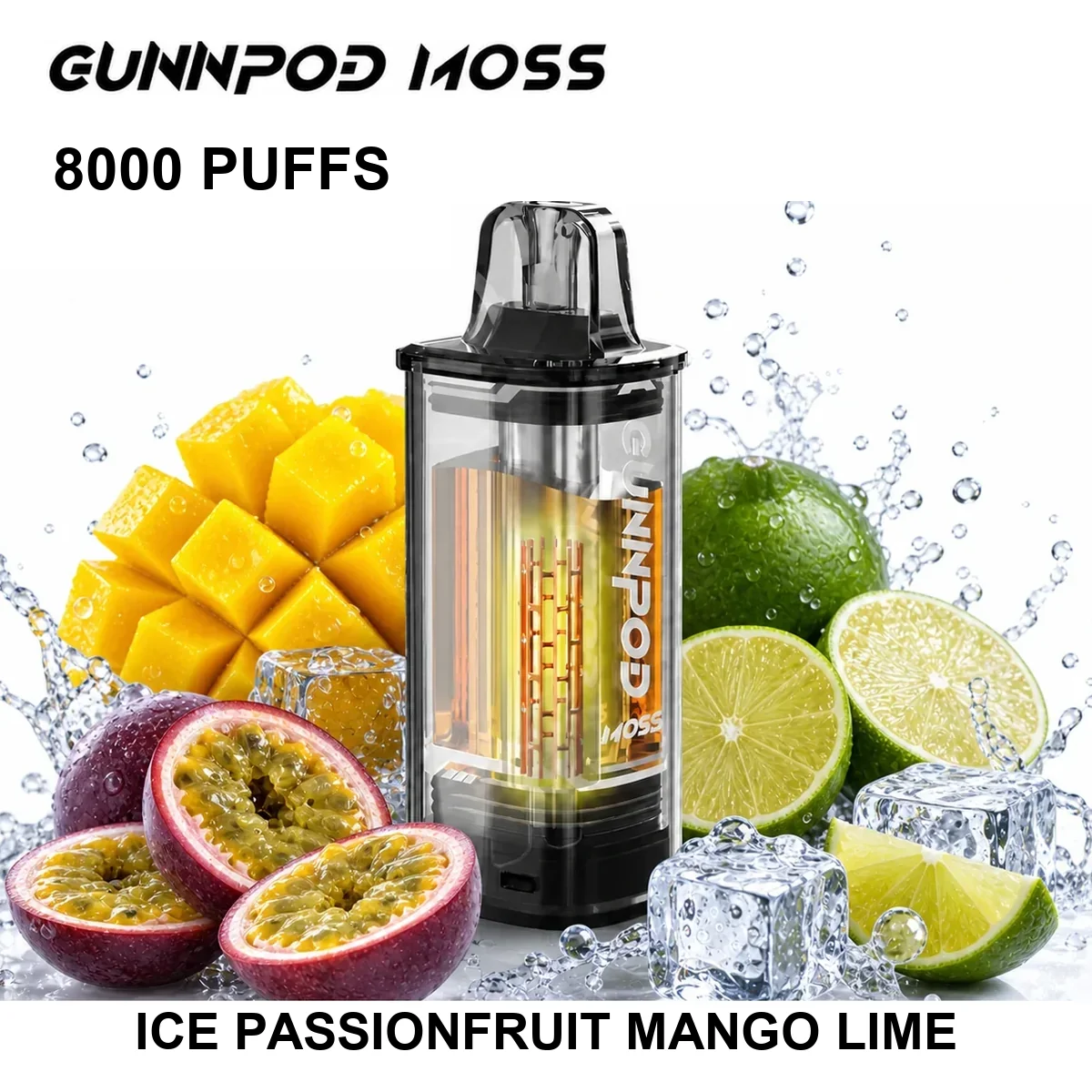 Ice Passion Fruit Mango Lime Gunnpod Moss Pod 8000 Puffs