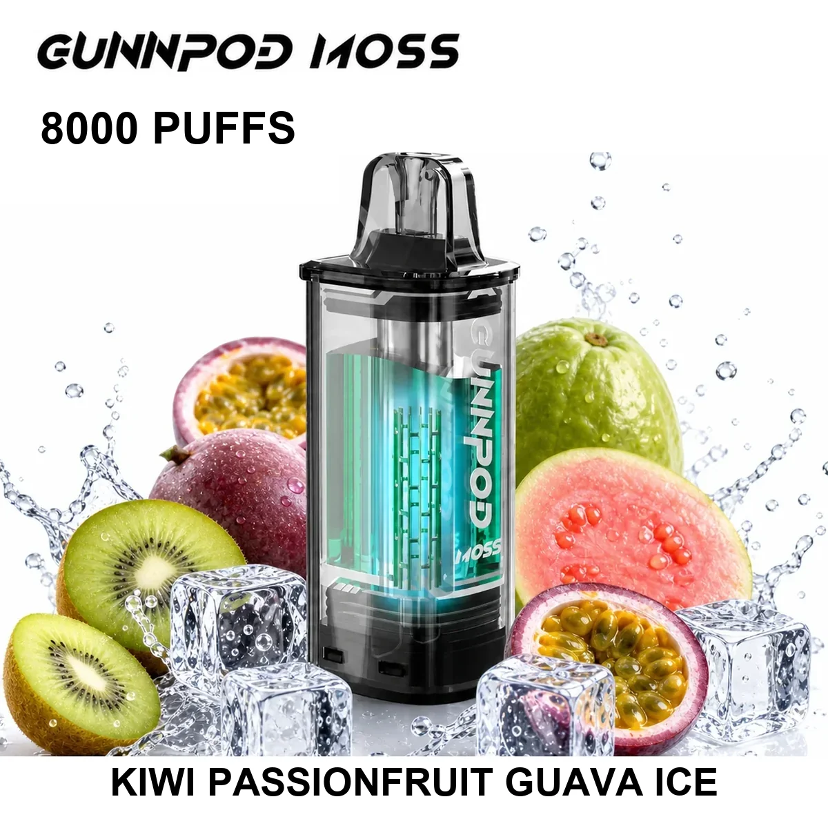 Kiwi Passion Fruit Guava Ice Gunnpod Moss Pod 8000 Puffs