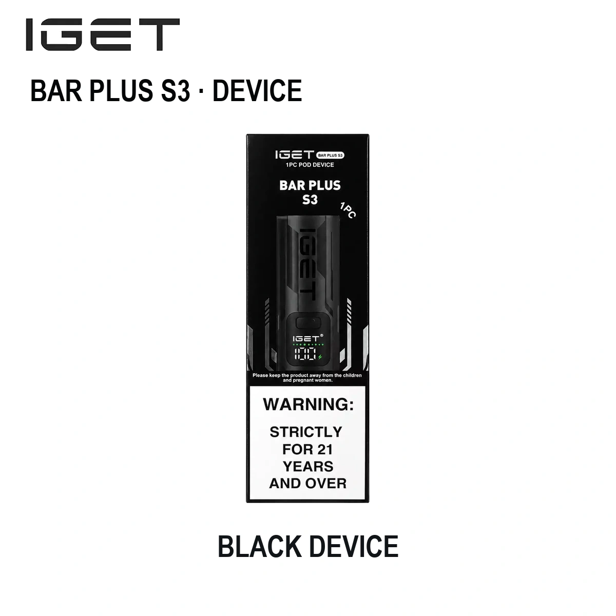Black IGET Bar Plus Device - No Pod Included
