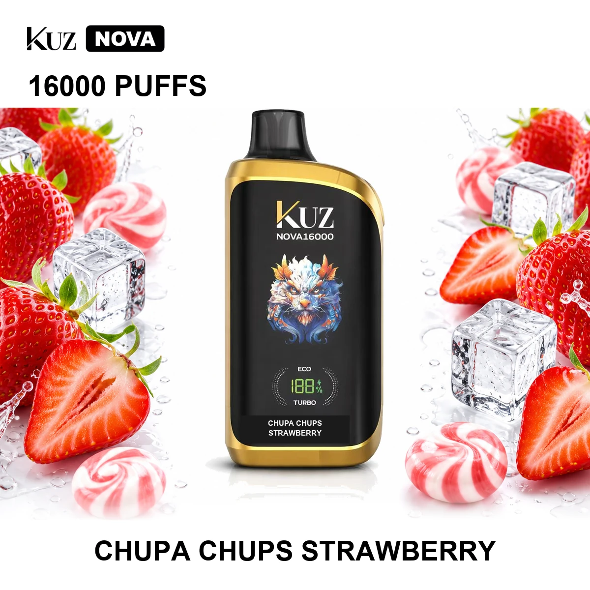 Chupa Chups Strawberry KUZ Nova 16000 Puffs