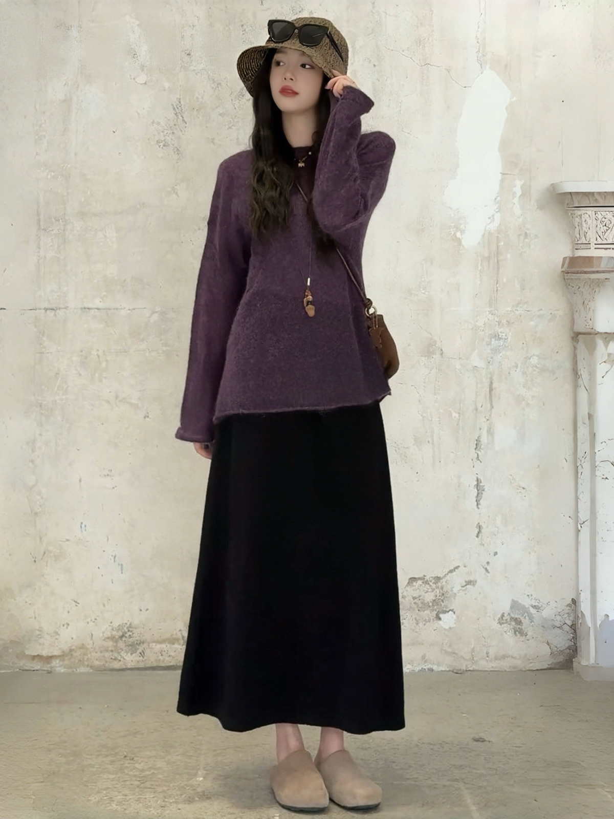 【巨溫柔】秋日慵懶風韓系套裝 針織毛衣+半身裙套裝