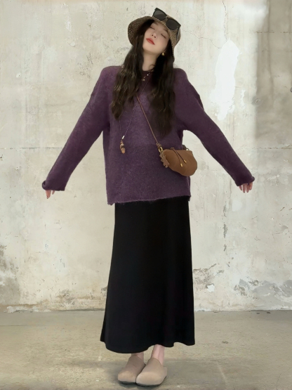 【巨溫柔】秋日慵懶風韓系套裝 針織毛衣+半身裙套裝