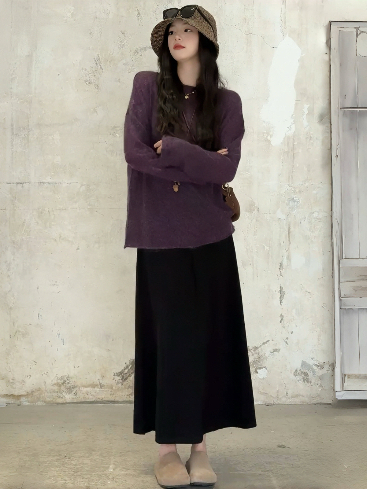 【巨溫柔】秋日慵懶風韓系套裝 針織毛衣+半身裙套裝