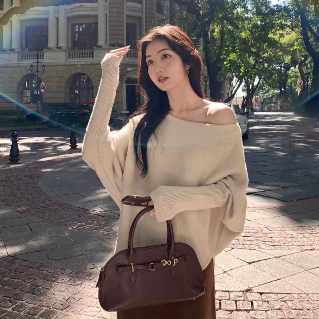 日系風 文藝穿搭 蝙蝠袖針織毛衣+針織馬甲+裙褲 ｜氣質穿搭