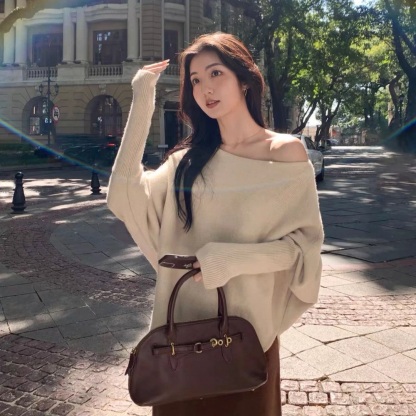 日系風 文藝穿搭 蝙蝠袖針織毛衣+針織馬甲+裙褲 ｜氣質穿搭