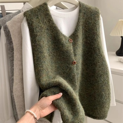 日系風 文藝穿搭 蝙蝠袖針織毛衣+針織馬甲+裙褲 ｜氣質穿搭