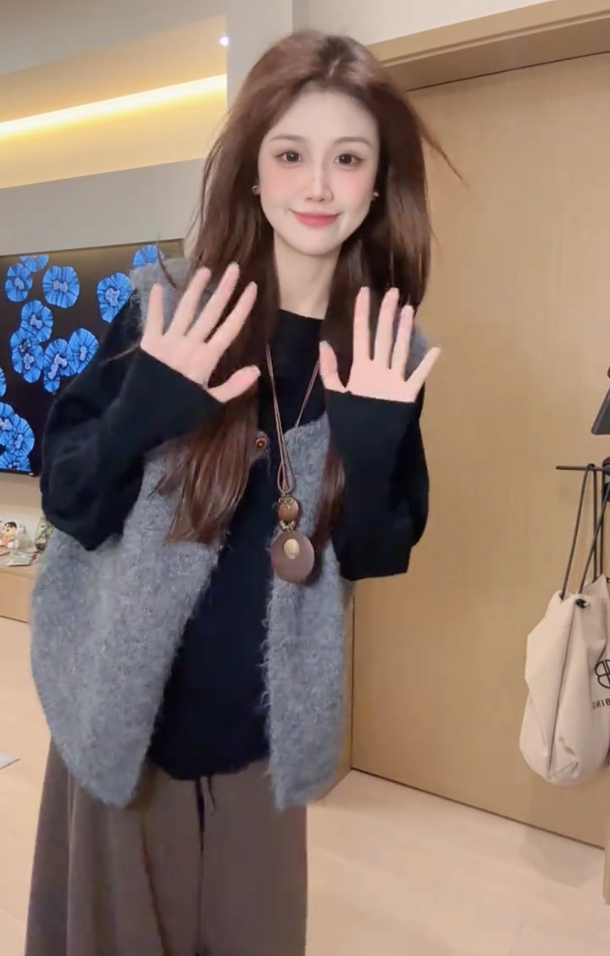 日系風 文藝穿搭 蝙蝠袖針織毛衣+針織馬甲+裙褲 ｜氣質穿搭