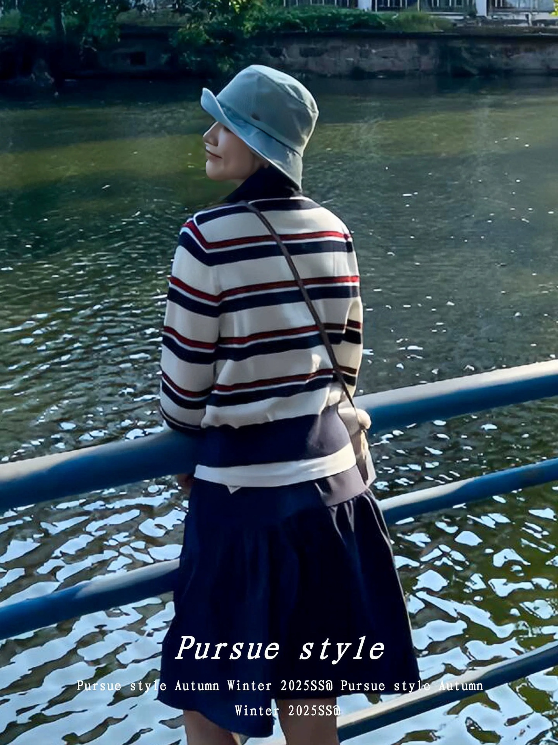 港風套裝 條紋針織上衣+鬆緊腰半身裙｜經典港風穿搭