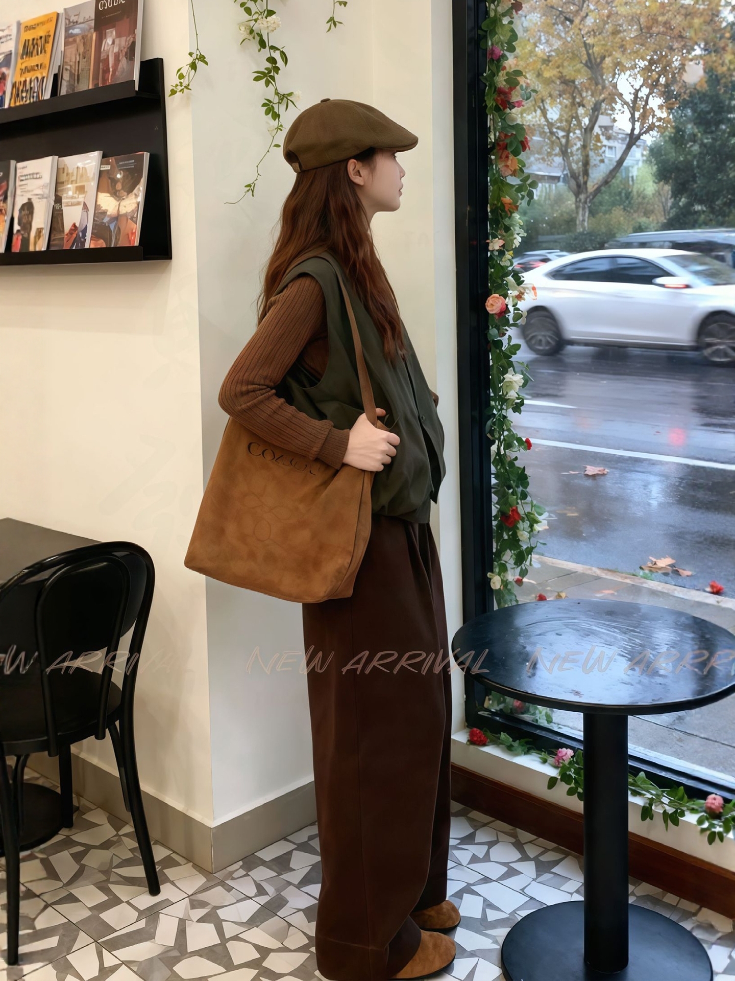 日系慵懶風三件套 馬甲外套+針織上衣+闊腿褲｜文藝氣質風