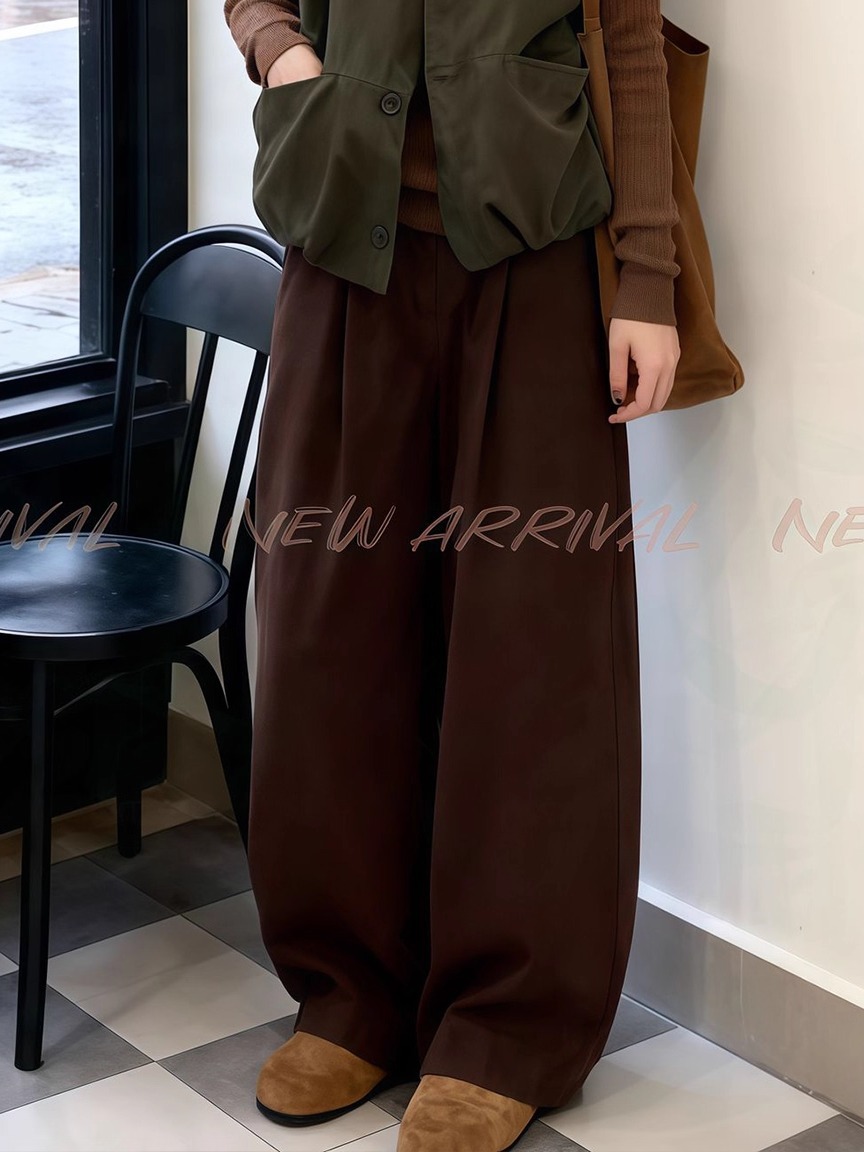 日系慵懶風三件套 馬甲外套+針織上衣+闊腿褲｜文藝氣質風