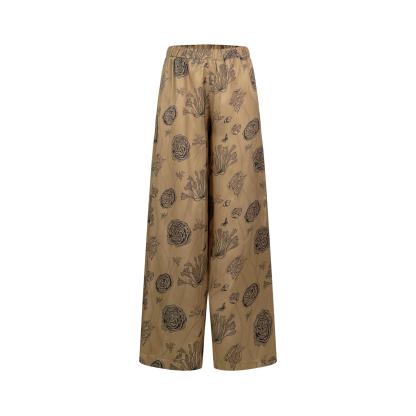 日系紗紗套裝 吊帶V領+復古印花休閒長褲｜涼感透氣 巨包容