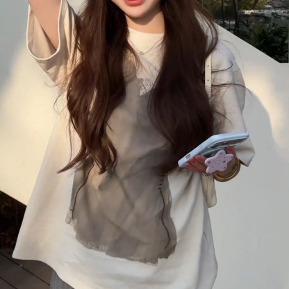 日系 初夏套裝 印花T恤+高腰半身裙｜知性美 寬鬆顯瘦