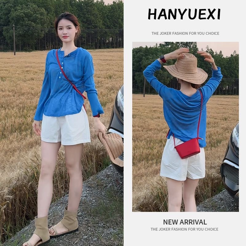 韓系女裝 輕薄防曬上衣+西裝短褲 寬鬆簡約