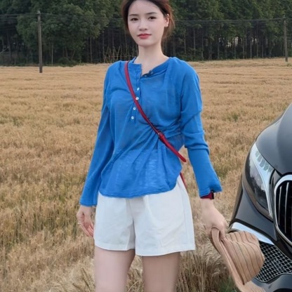 韓系女裝  輕薄防曬上衣+西裝短褲 寬鬆簡約