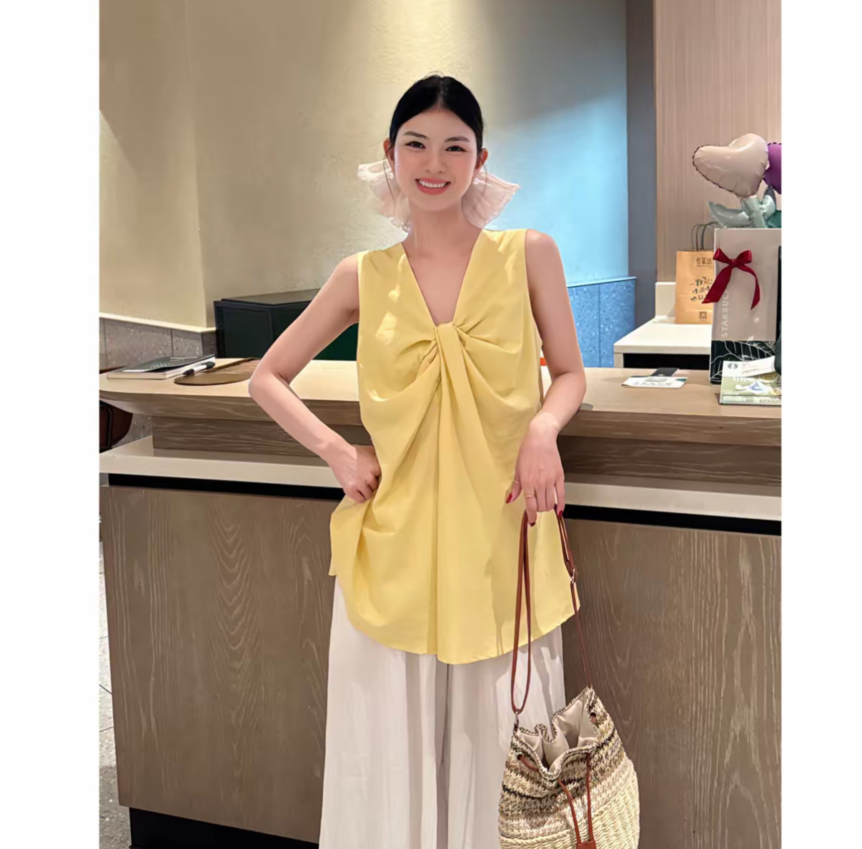 「設計師限量款」韓系V領背心 正反可兩穿 寬鬆休閒百搭