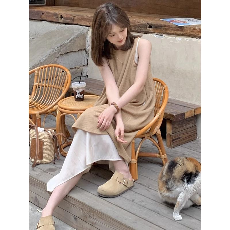 「限量」復古風 假兩件連衣裙 疊穿氣質美 寬鬆慵懶風 