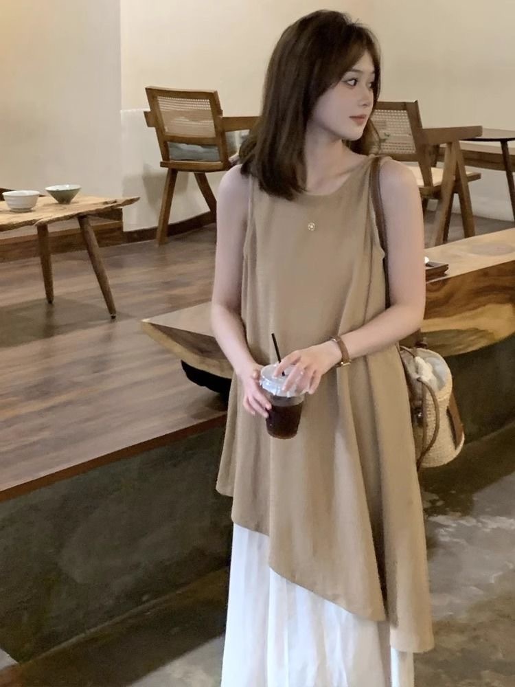 「限量」復古風 假兩件連衣裙 疊穿氣質美 寬鬆慵懶風 